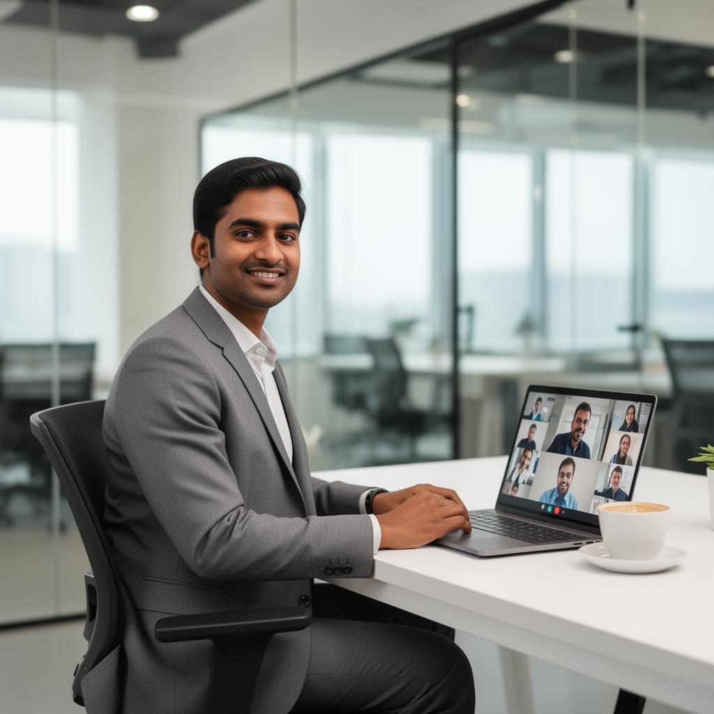 Consultant on a video call with a Chapters editor