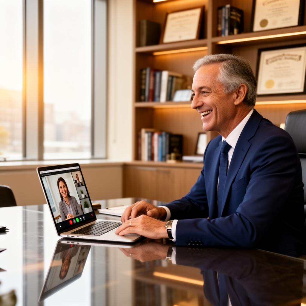 Financial advisor on a video call with a Chapters editor
