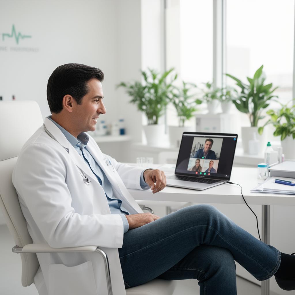 Healthcare professional on a video call with a Chapters editor