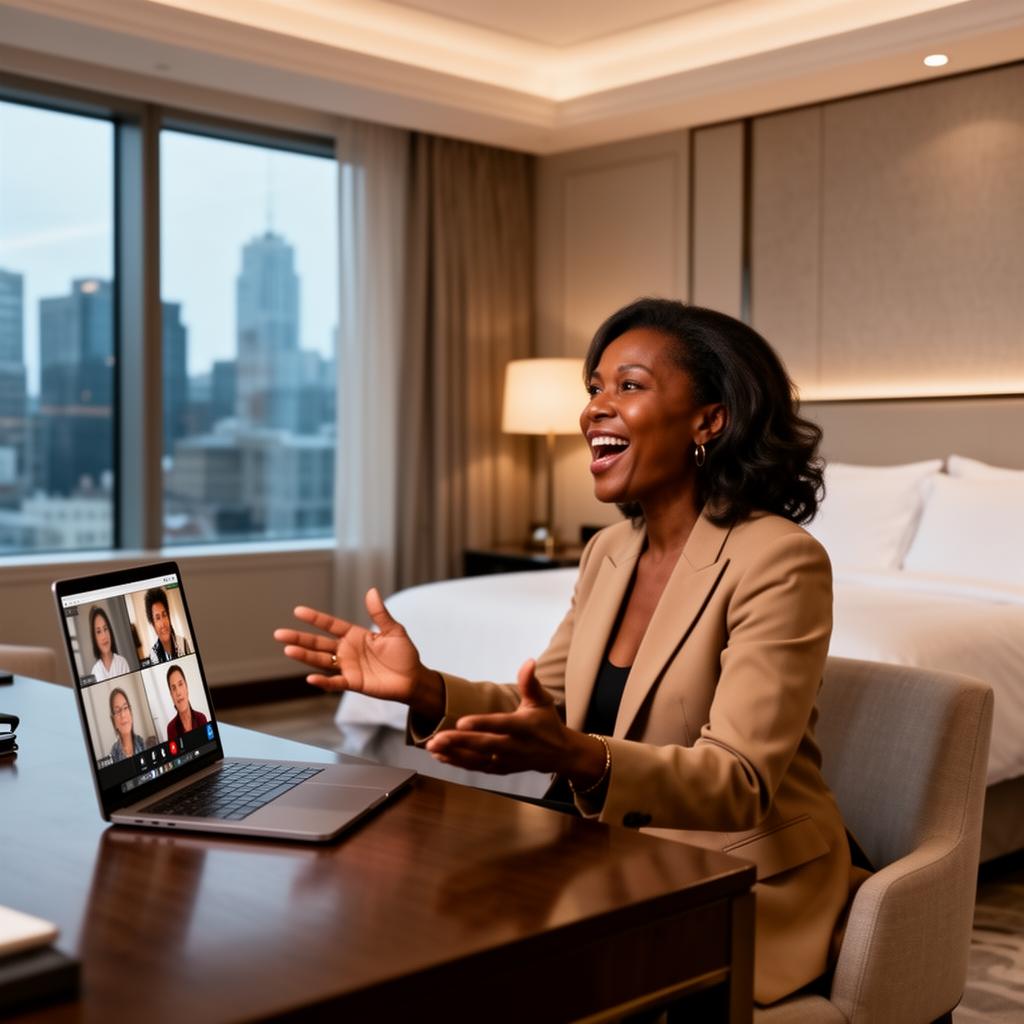 Professional speaker on a video call with a Chapters editor