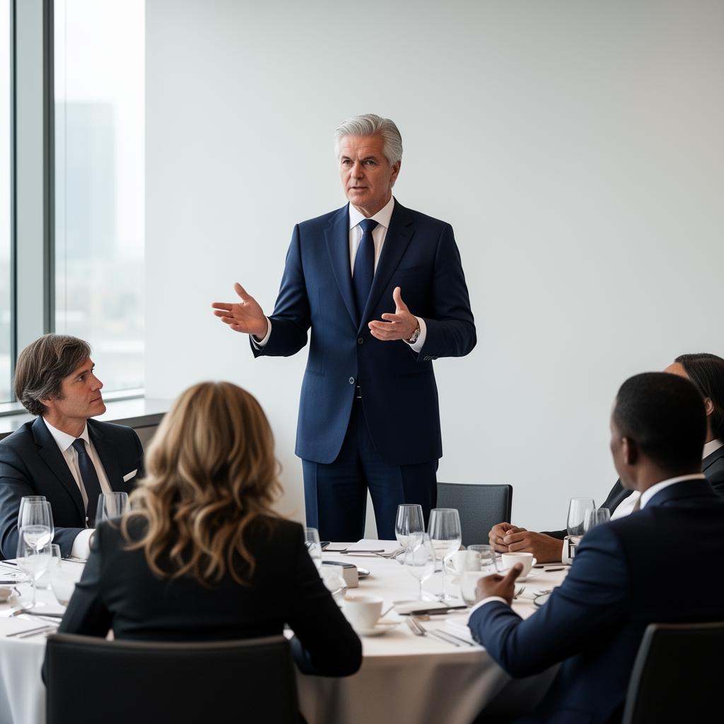 Financial advisor presenting at a client seminar