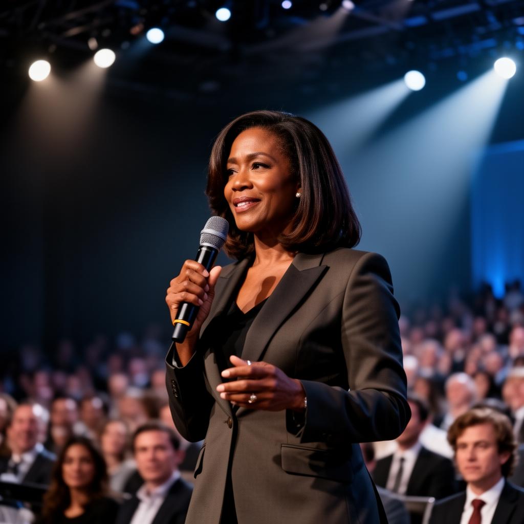 Professional speaker delivering a keynote on stage