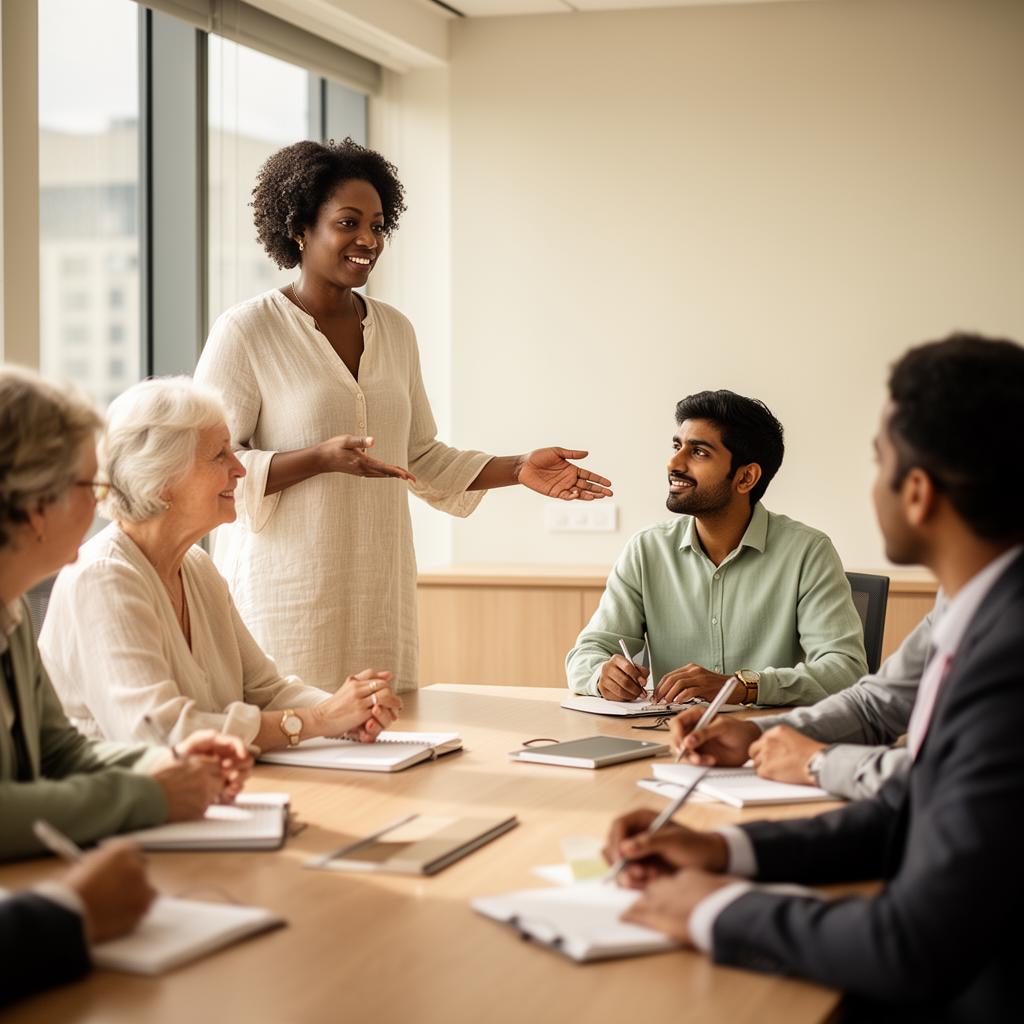 Wellness leader leading a retreat workshop